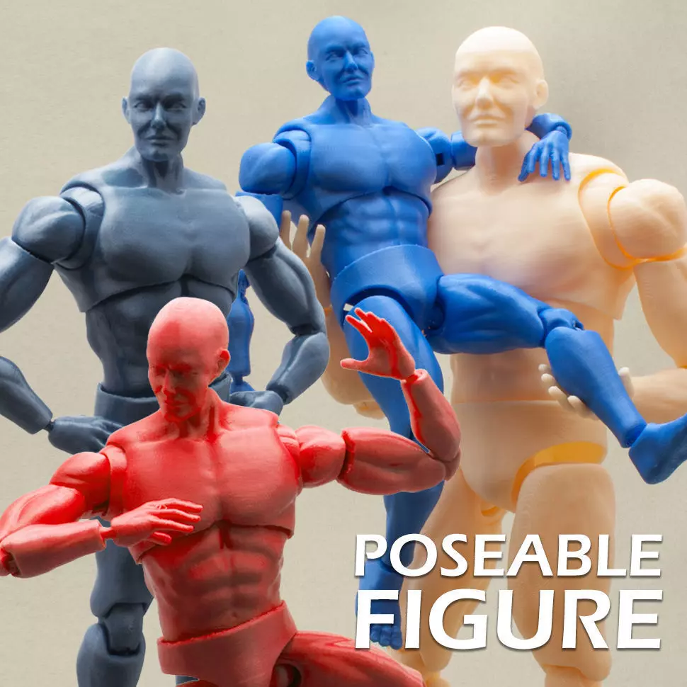 Articulated Poseable Male Figure 3D print model_0