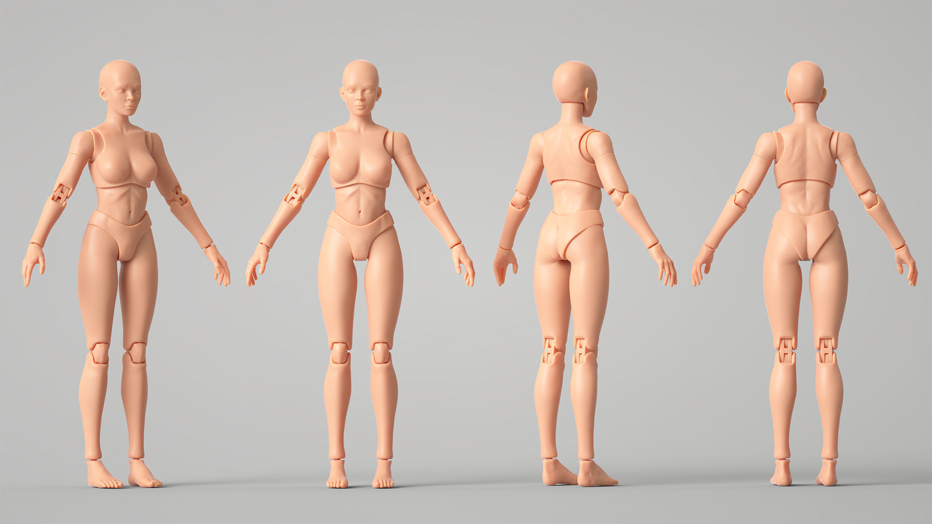 Articulated Poseable Female Figure 3D print model_14