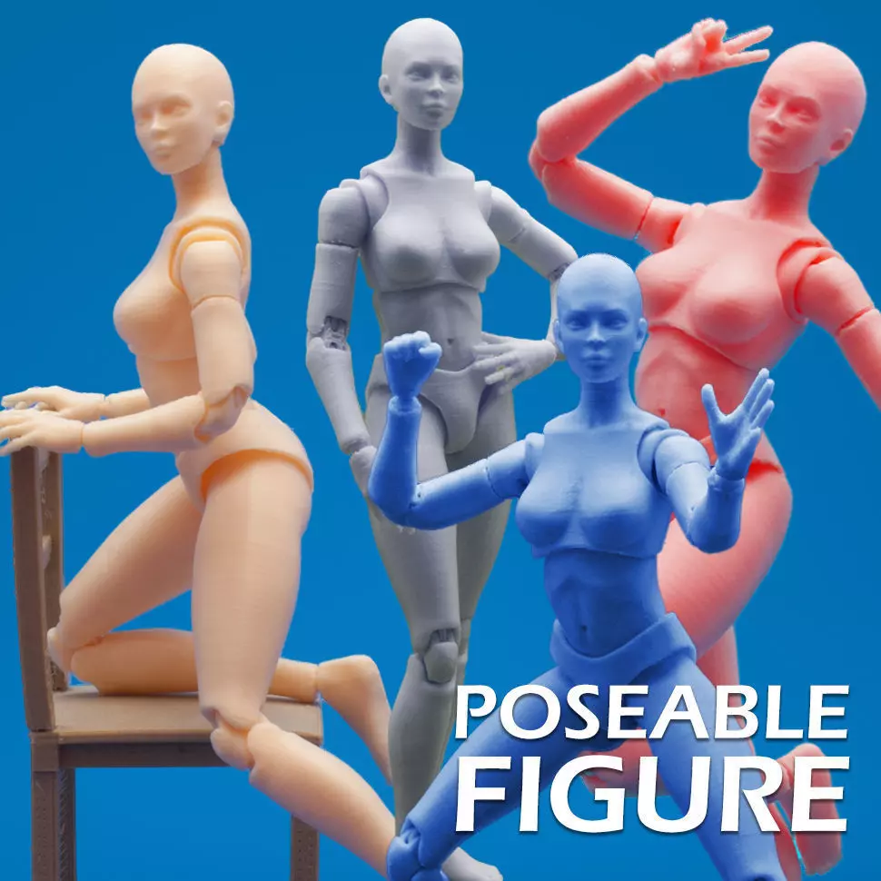 Articulated Poseable Female Figure 3D print model_0