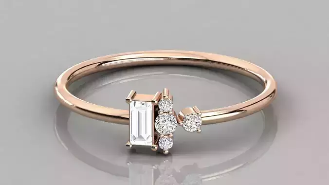 Women solitaire ring 3dm stl render detail 