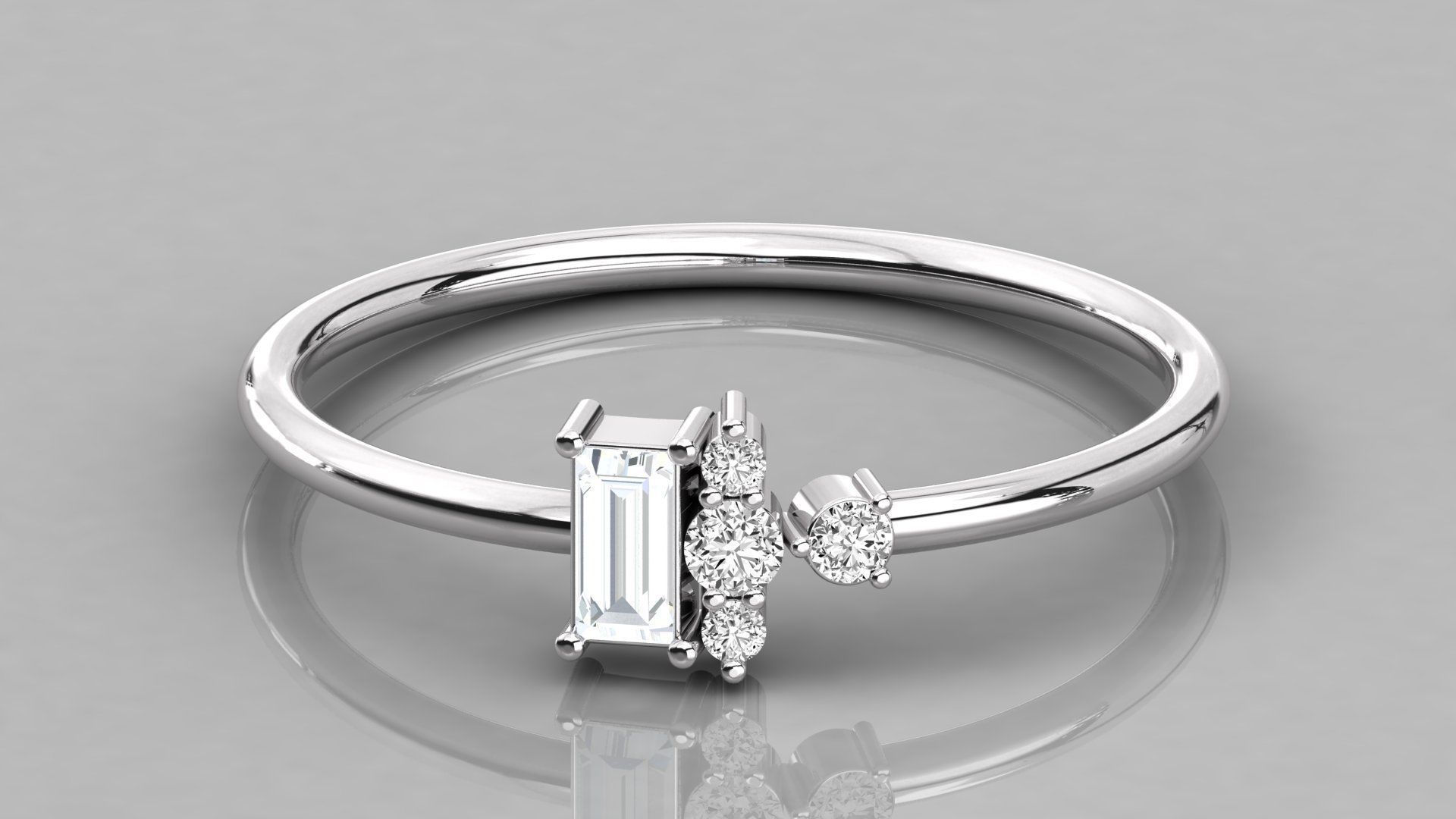 Women solitaire ring 3dm stl render detail 3D print model_7