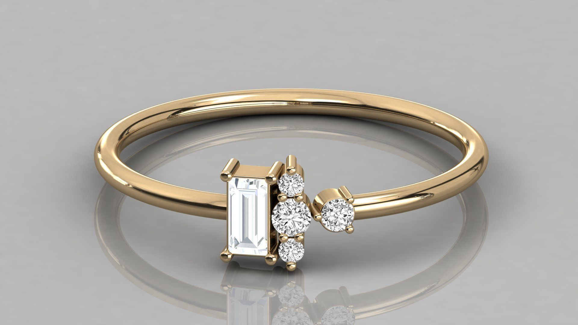 Women solitaire ring 3dm stl render detail 3D print model_8