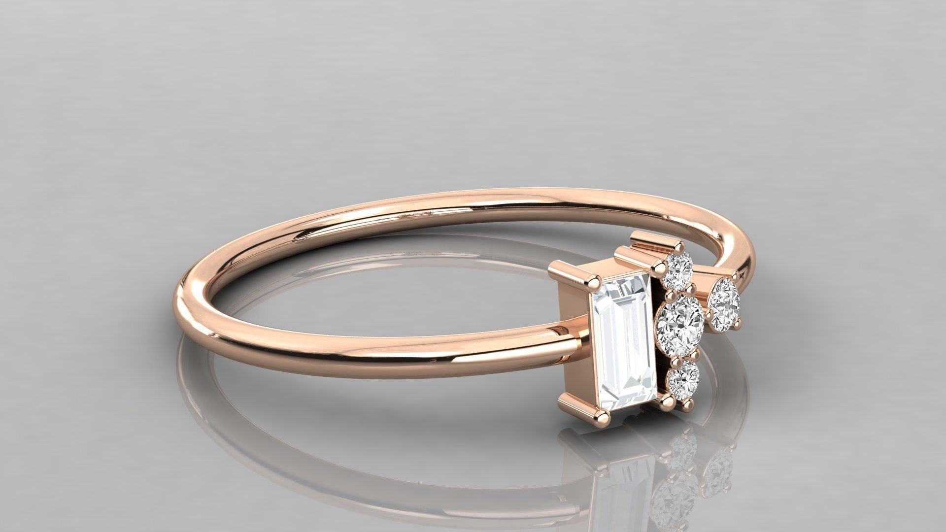 Women solitaire ring 3dm stl render detail 3D print model_4