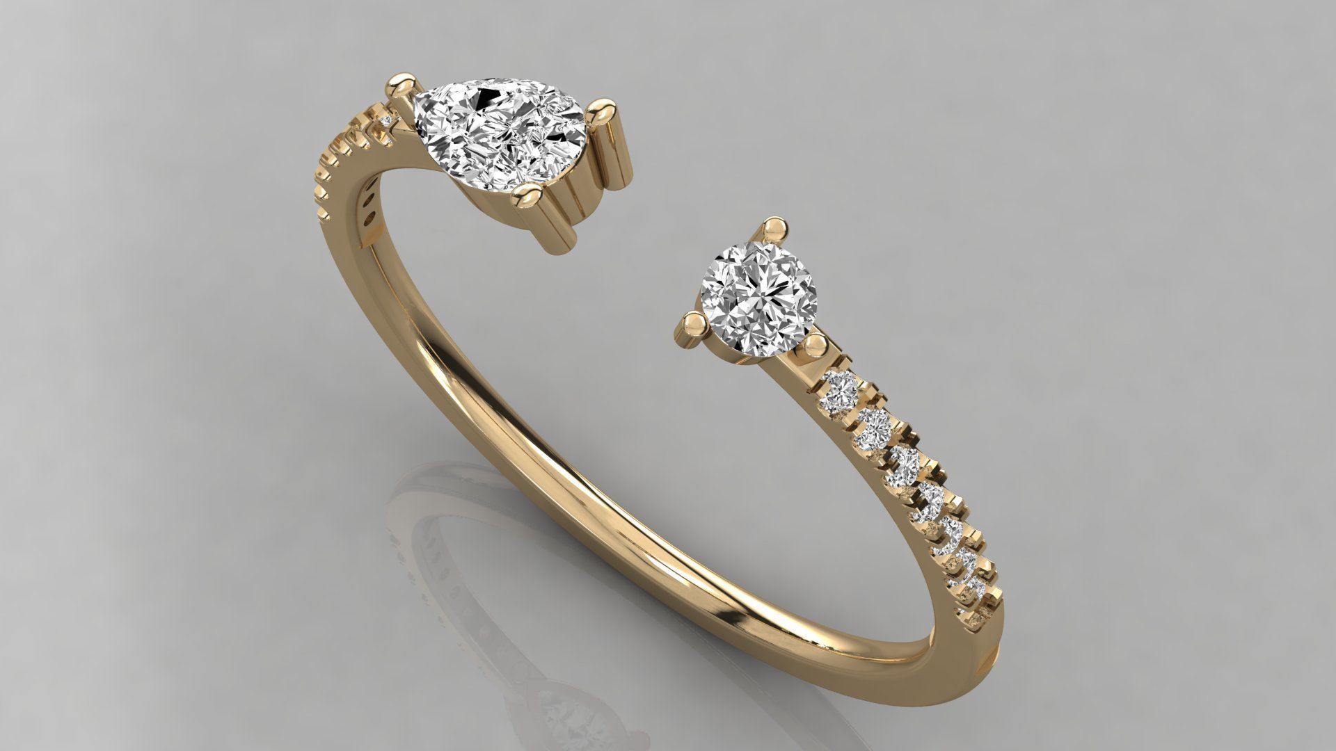 Women solitaire ring 3dm stl render detail 3D print model_3