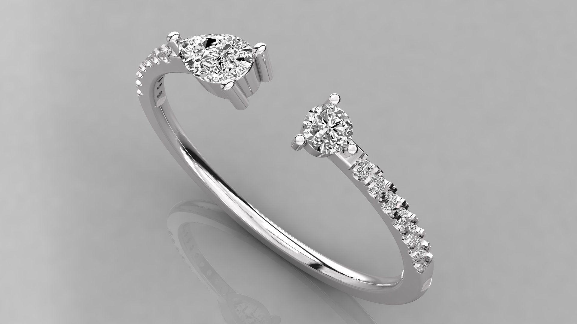 Women solitaire ring 3dm stl render detail 3D print model_2