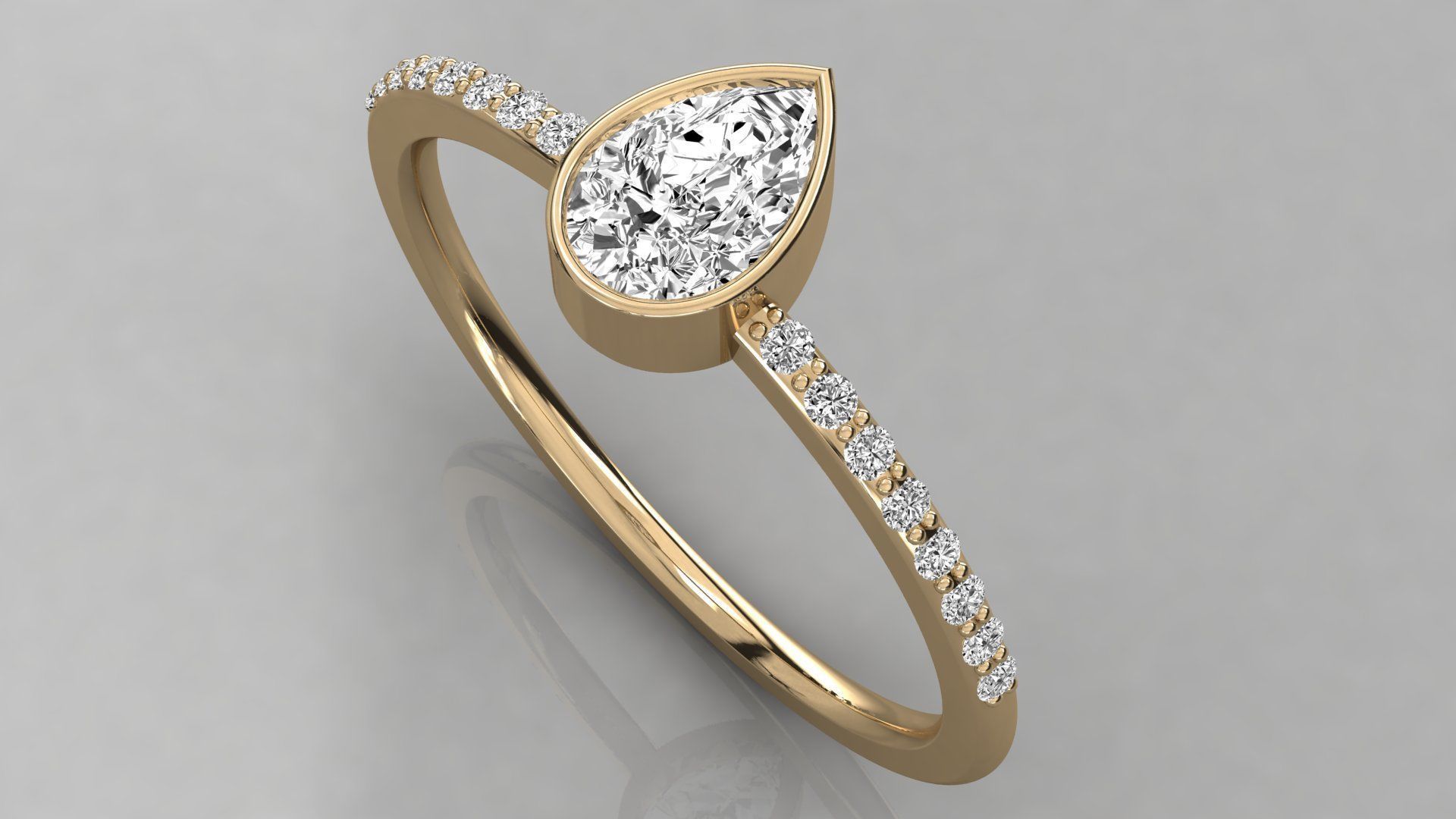 Women solitaire ring 3dm stl render detail  3D print model_3