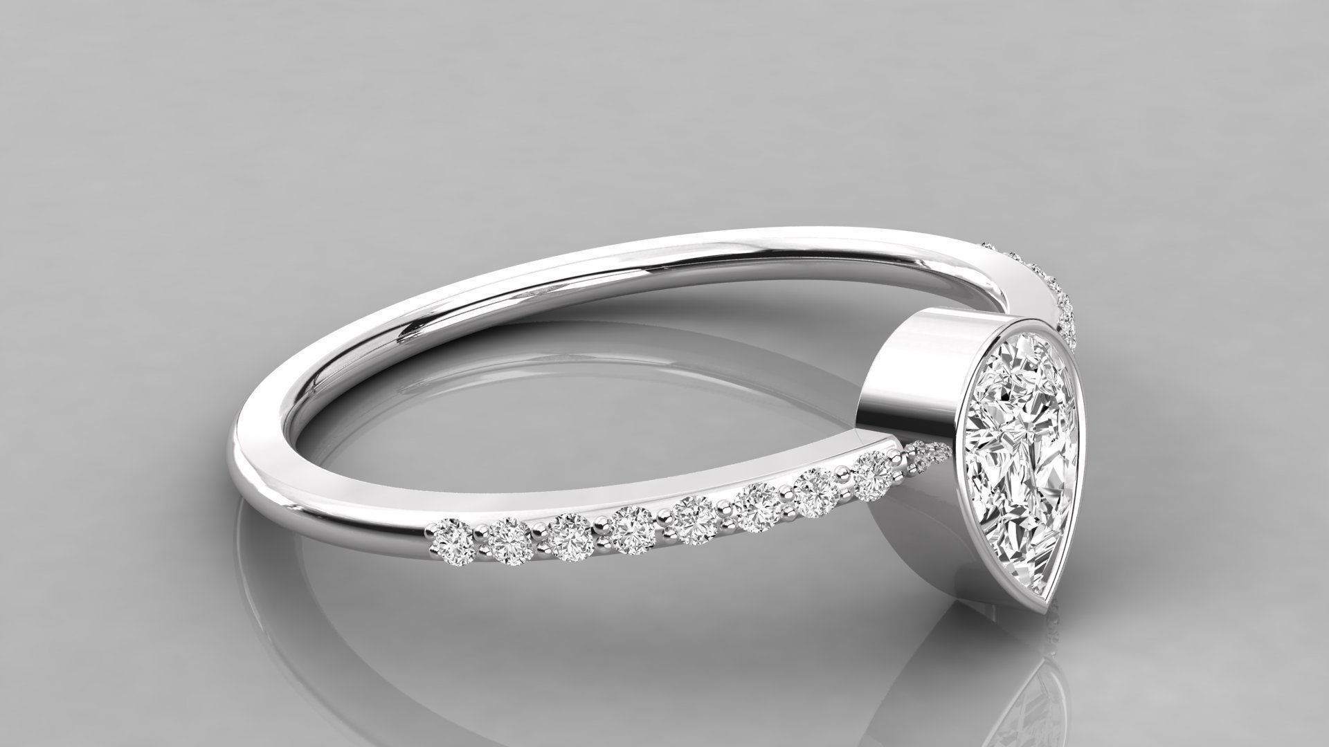 Women solitaire ring 3dm stl render detail  3D print model_5