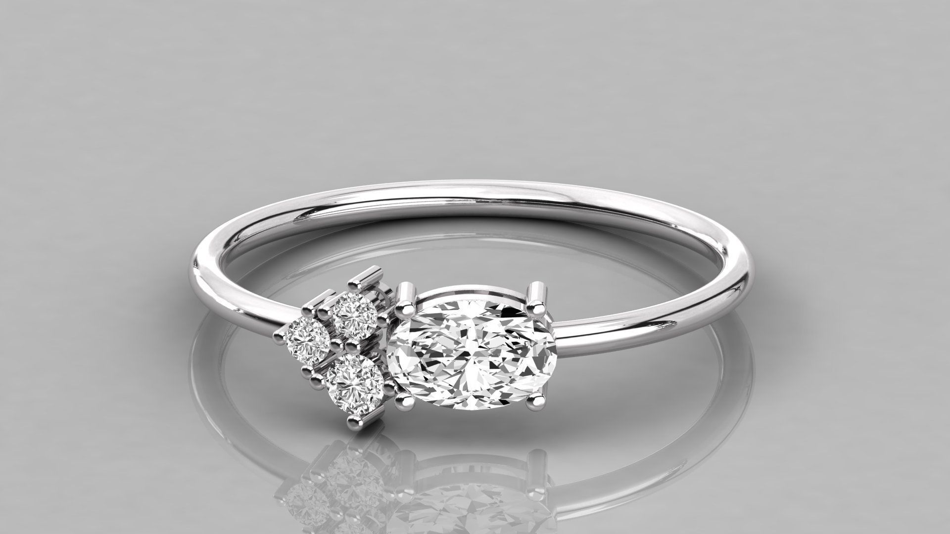 Women solitaire ring 3dm stl render detail  3D print model_5