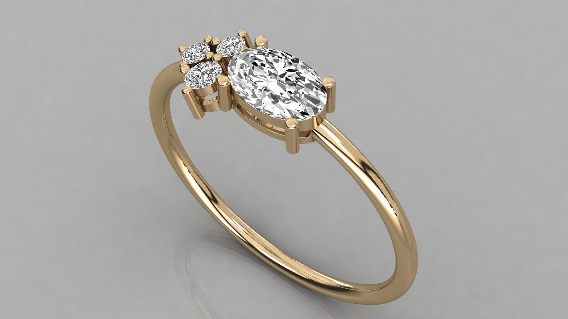 Women solitaire ring 3dm stl render detail  3D print model_1