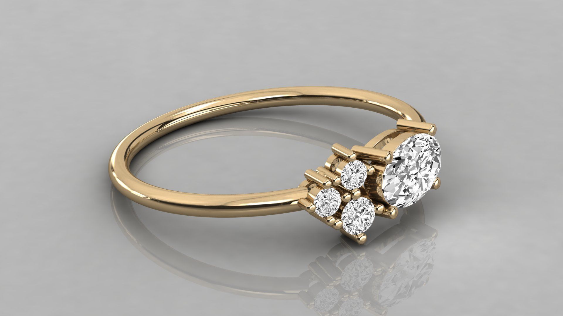 Women solitaire ring 3dm stl render detail  3D print model_3