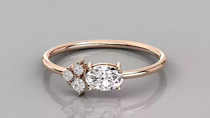 Women solitaire ring 3dm stl render detail 