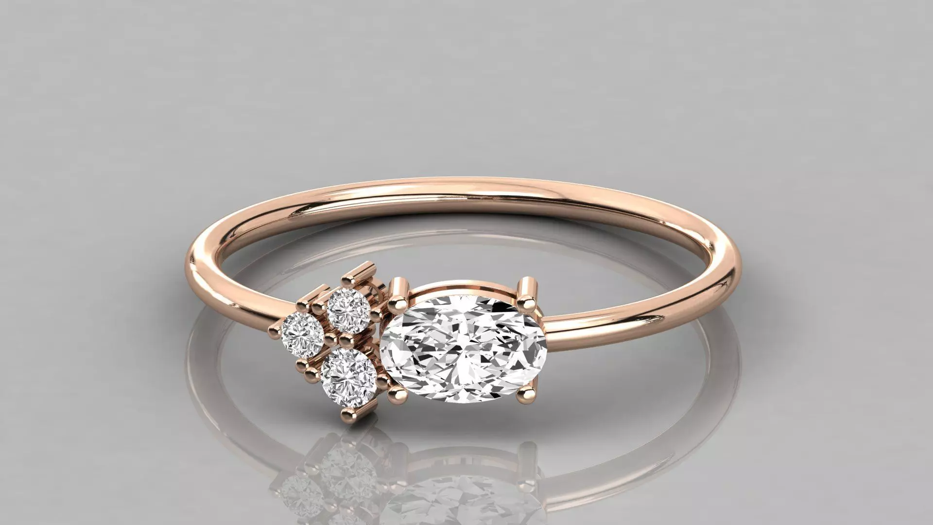 Women solitaire ring 3dm stl render detail  3D print model_0