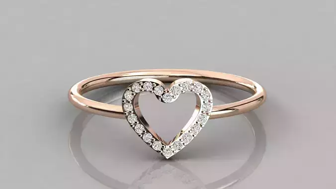 Women solitaire heart ring 3dm stl render detail  3D print model