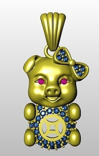pig pendant face 3D print model