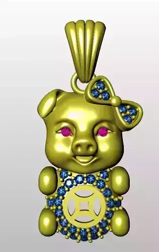 pig pendant face 3D print model