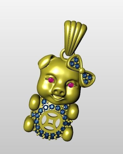 pig pendant face 3D print model_3