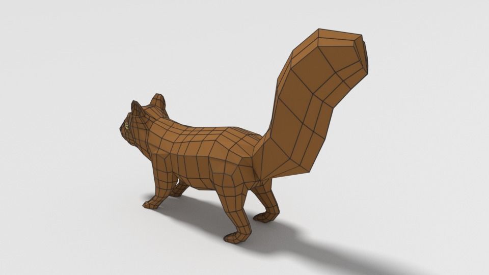 Low Poly Cartoon Squirrel Low-poly 3D model_13