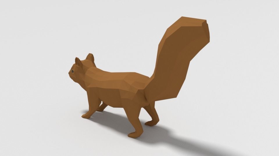 Low Poly Cartoon Squirrel Low-poly 3D model_5