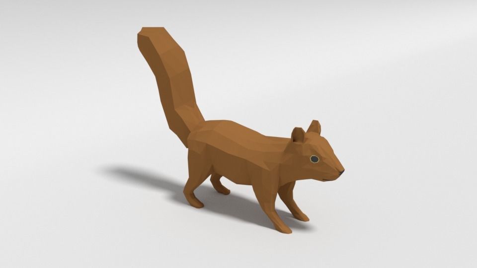 Low Poly Cartoon Squirrel Low-poly 3D model_2