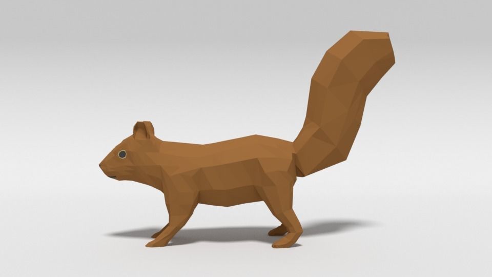 Low Poly Cartoon Squirrel Low-poly 3D model_6