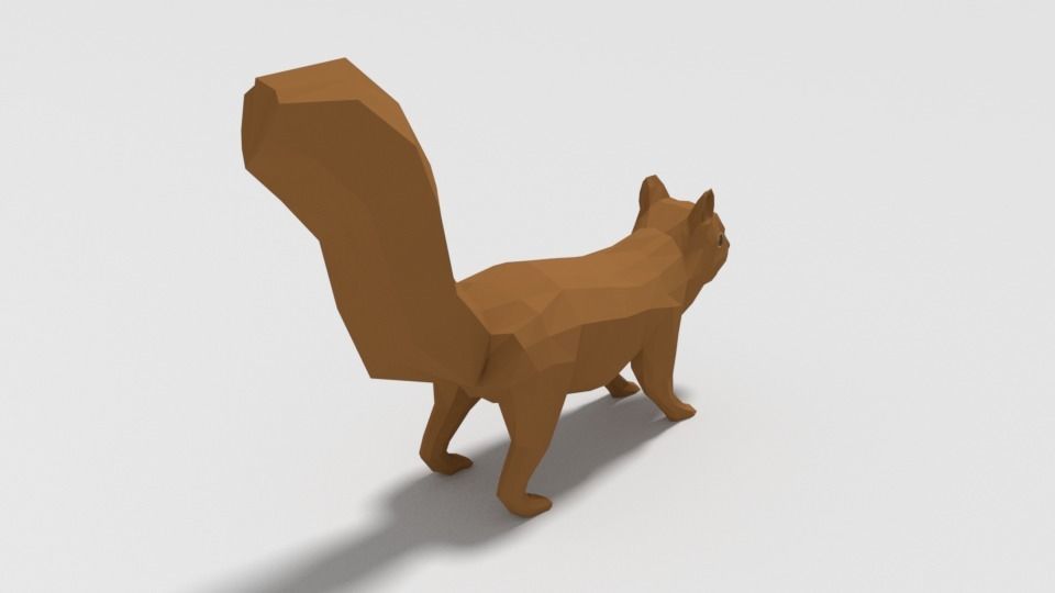 Low Poly Cartoon Squirrel Low-poly 3D model_3
