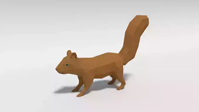 Low Poly Cartoon Squirrel