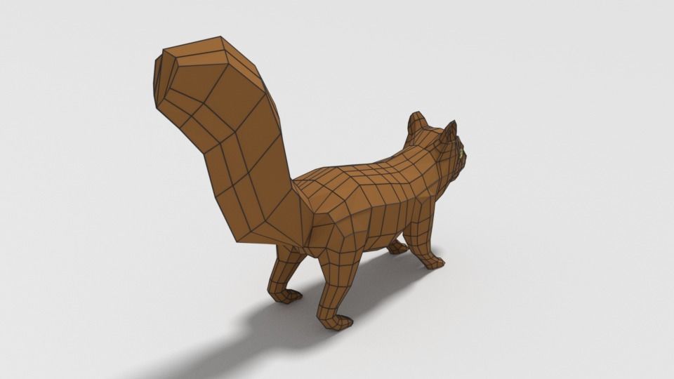 Low Poly Cartoon Squirrel Low-poly 3D model_11