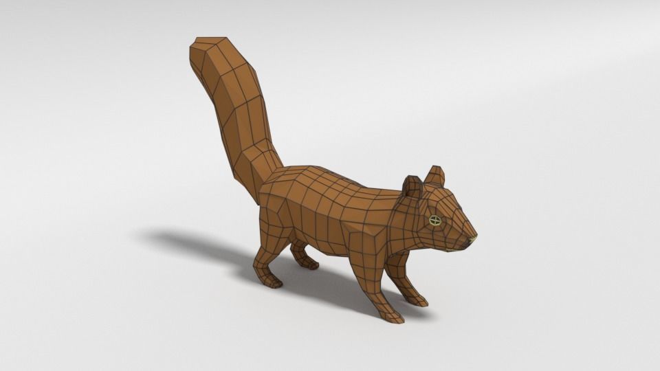 Low Poly Cartoon Squirrel Low-poly 3D model_10