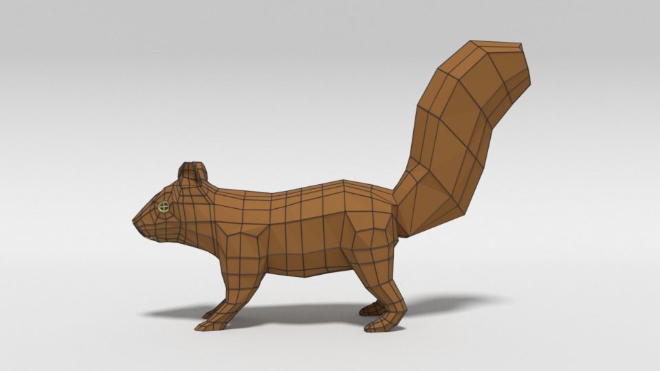 Low Poly Cartoon Squirrel Low-poly 3D model_14
