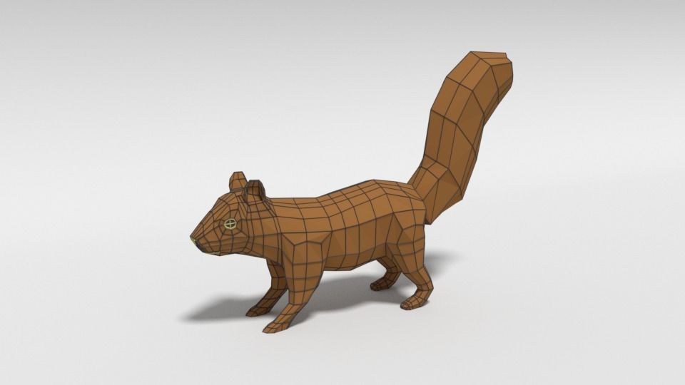 Low Poly Cartoon Squirrel Low-poly 3D model_8