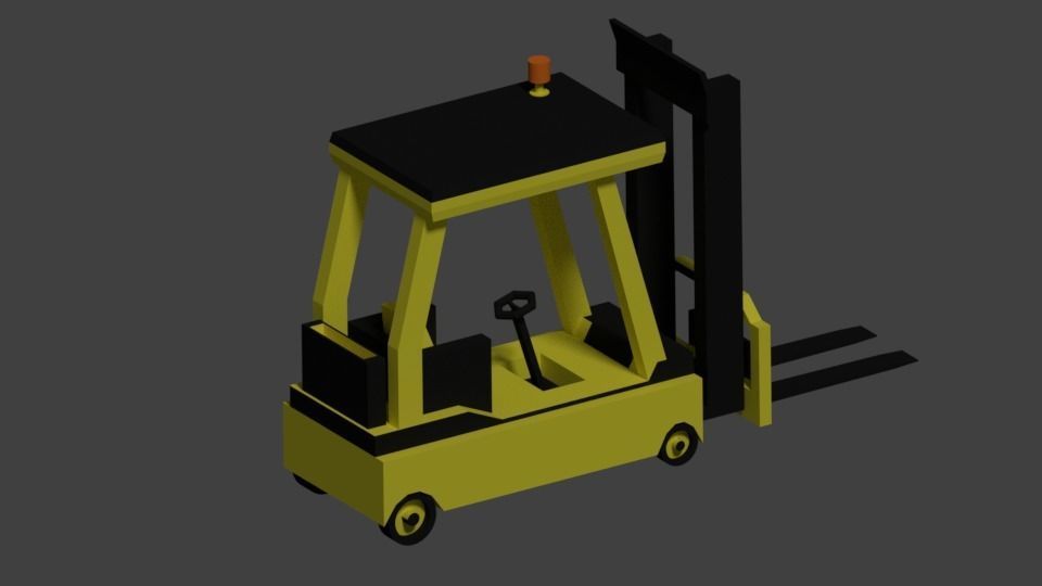 Low Poly Forklift 3D model_1