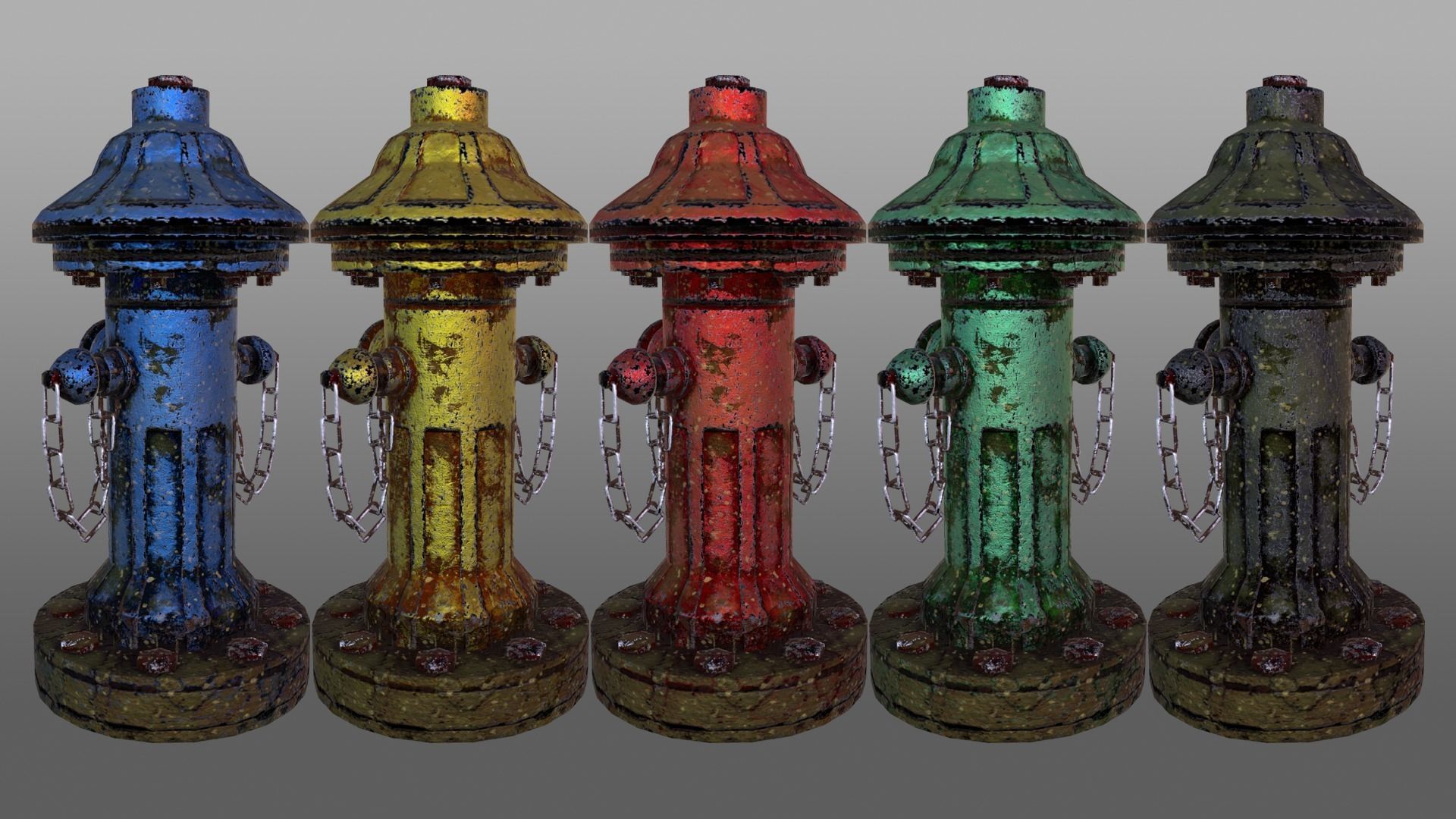 Fire Hydrant Low-poly 3D model_7