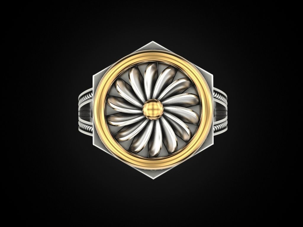 Ring turbine in nut 3D print model_3