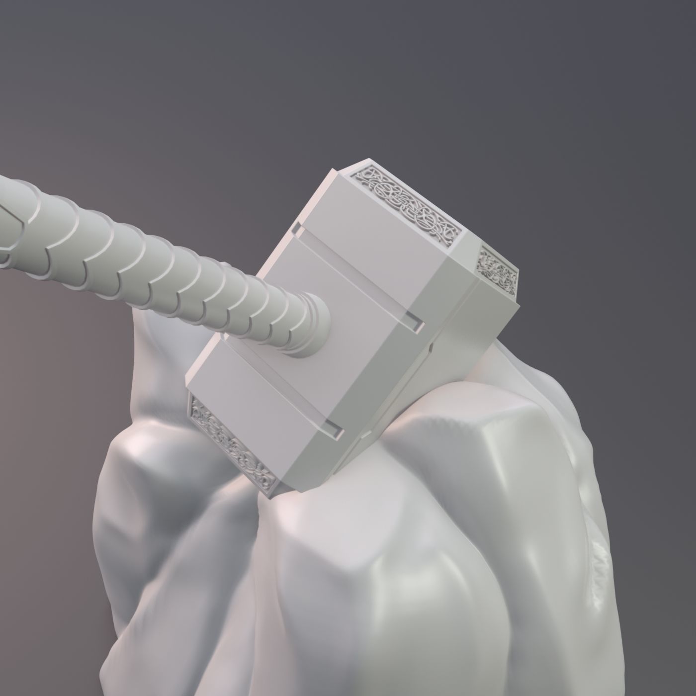 Thor hammer in stone 3D print model_5