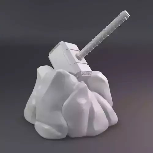 Thor hammer in stone 3D print model
