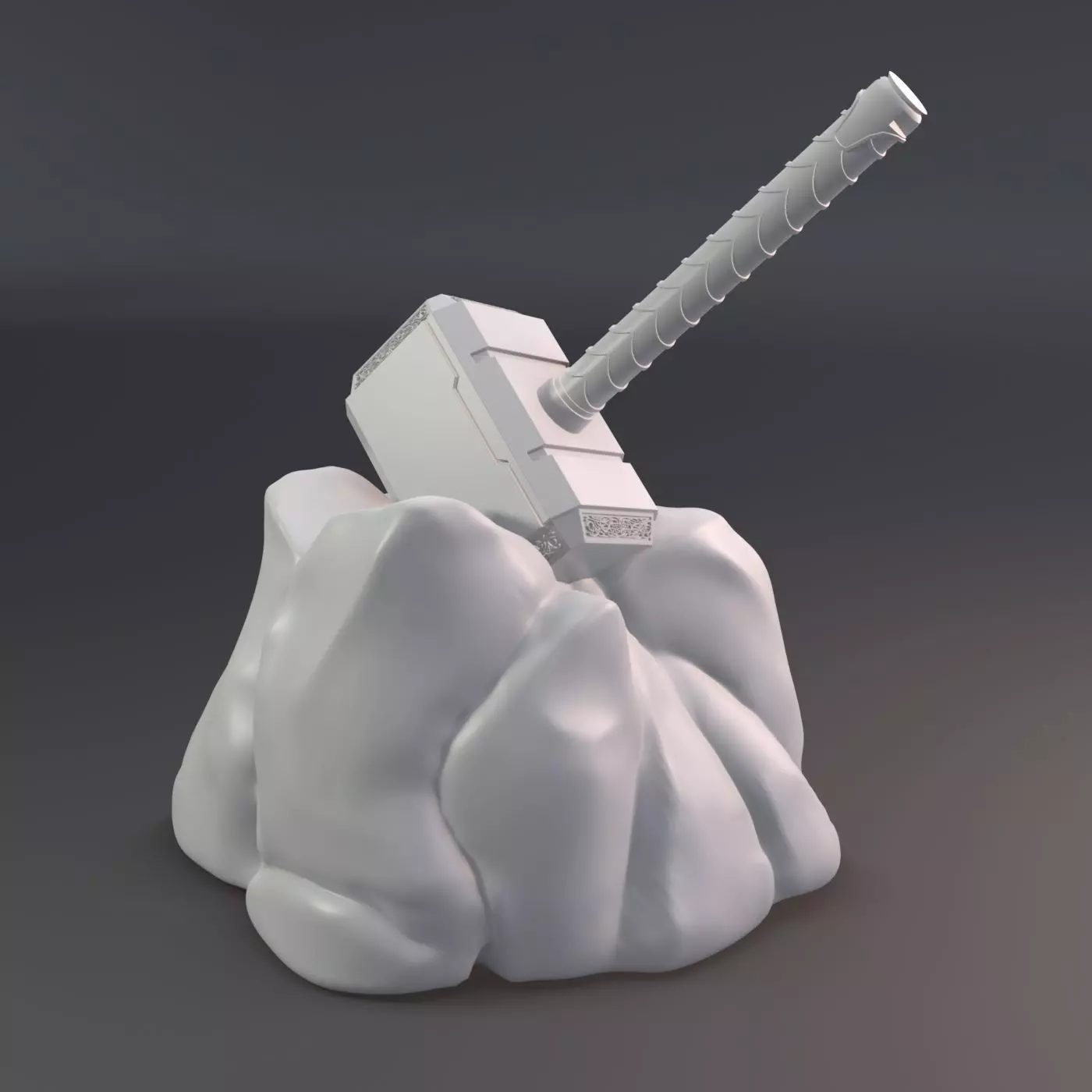 Thor hammer in stone 3D print model_0