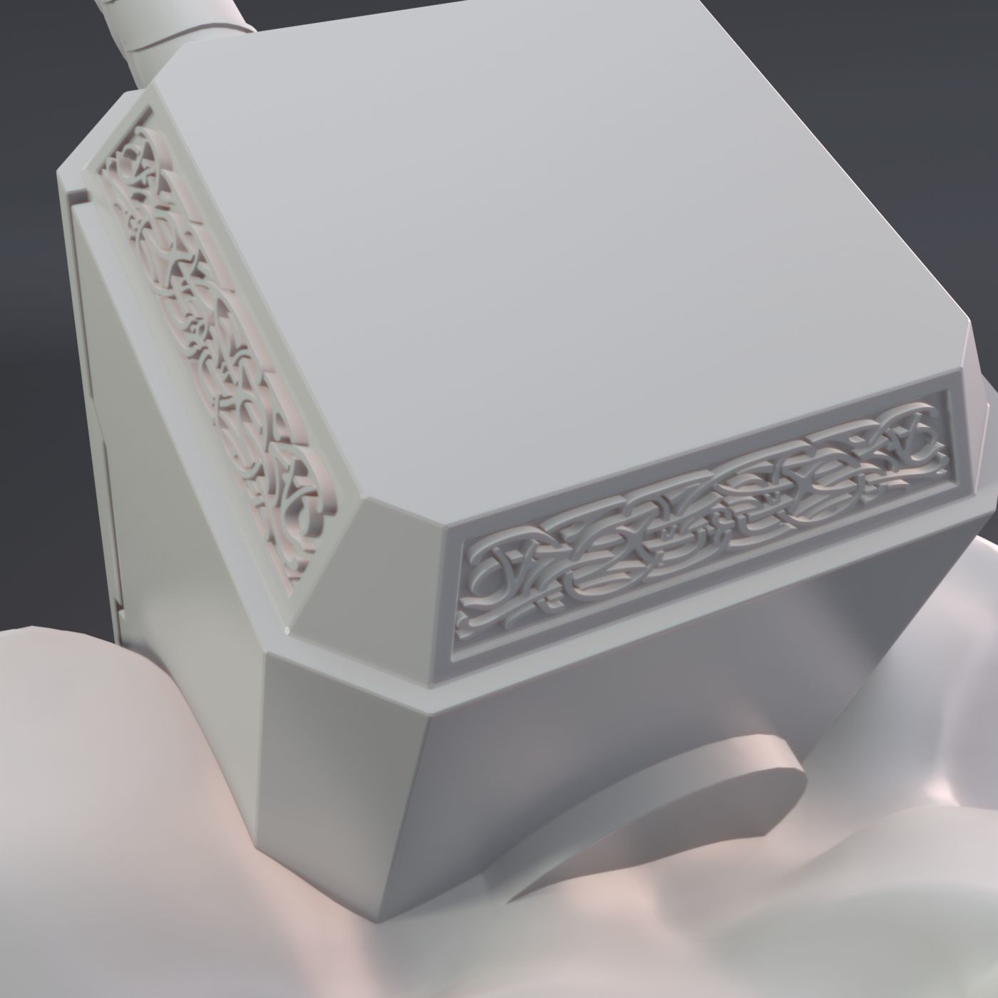 Thor hammer in stone 3D print model_4