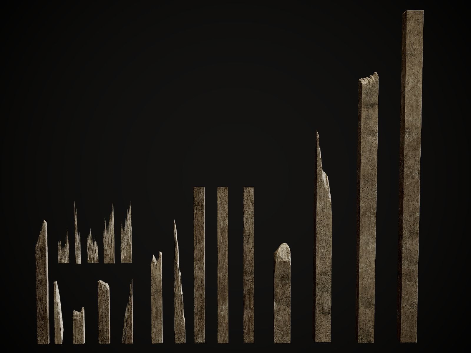 Wooden Planks and Beams Gameready Lowpoly set Free low-poly 3D model_3