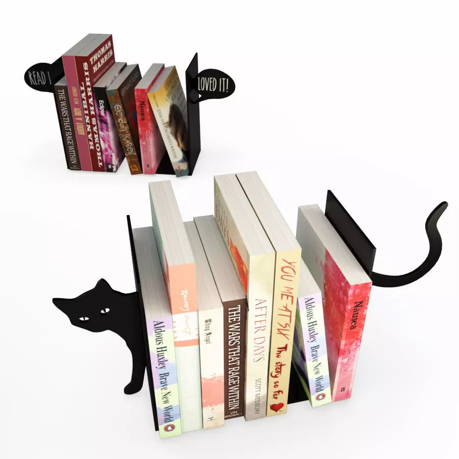 Books end Cat and Bubble 3D model_0