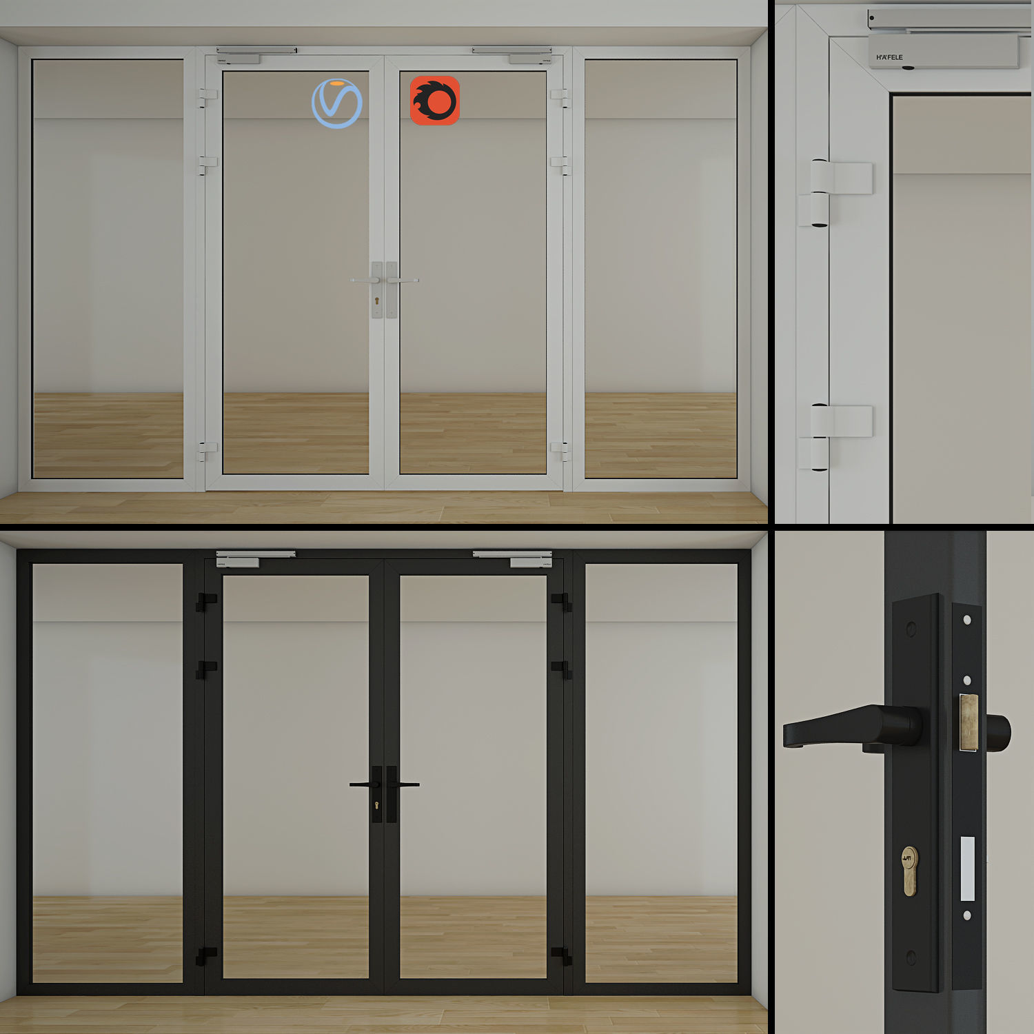Double Glass Doors 3D model_1