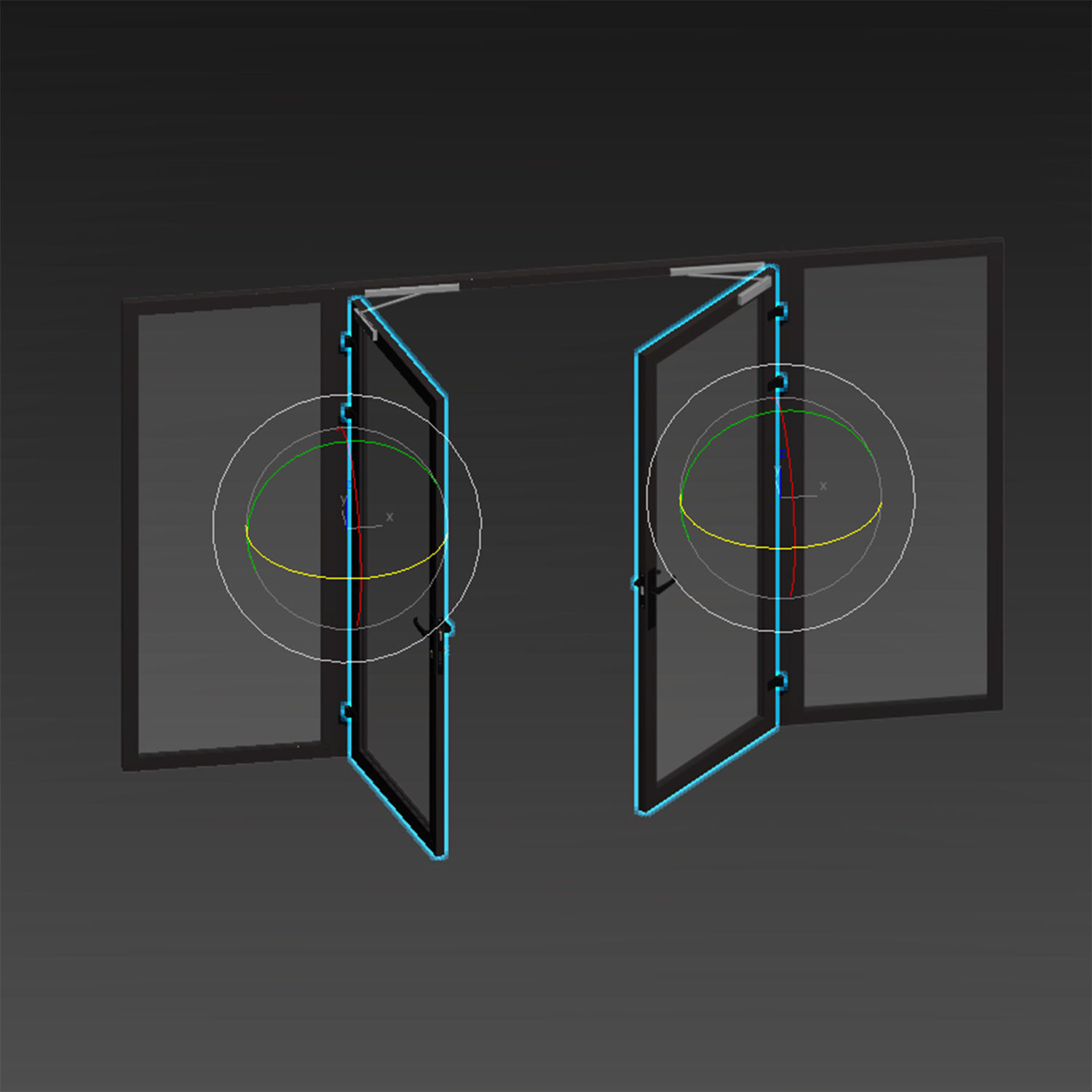Double Glass Doors 3D model_7