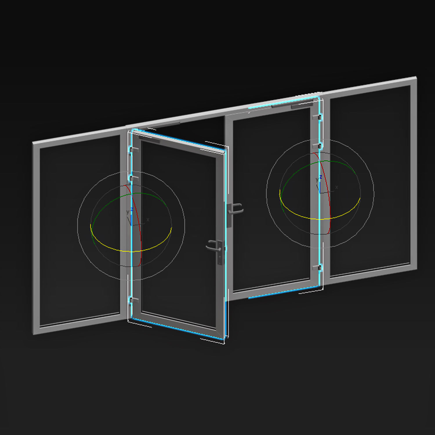 Double Glass Doors 3D model_6