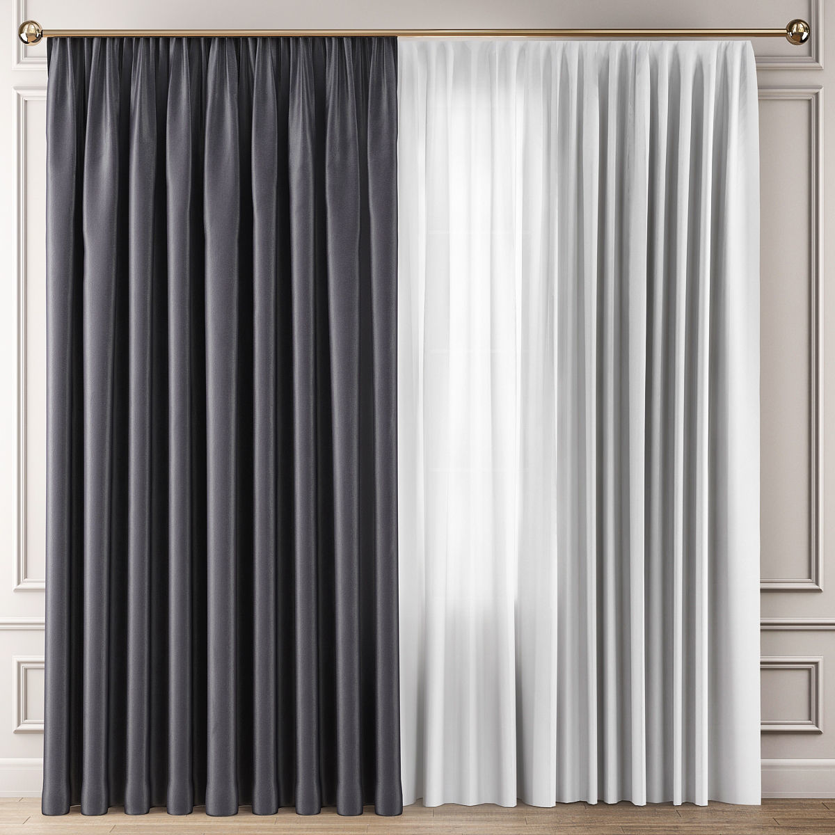Curtains Collection 10 Pieces 3d model Low-poly 3D model_10