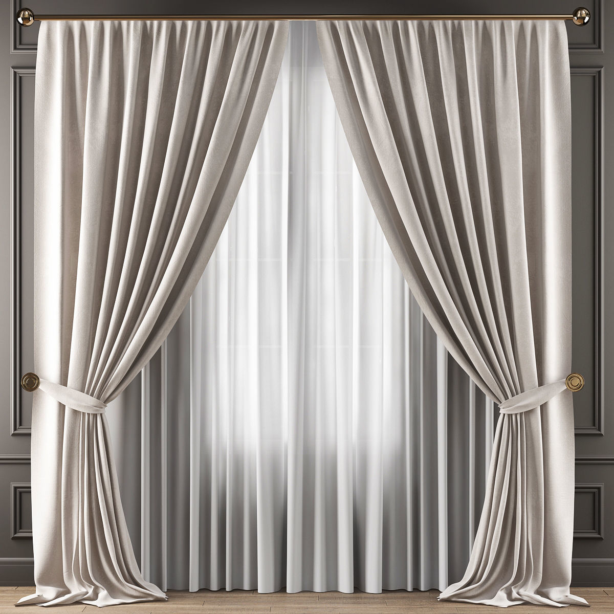 Curtains Collection 10 Pieces 3d model Low-poly 3D model_12