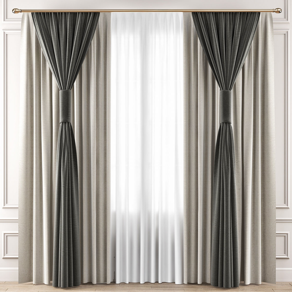 Curtains Collection 10 Pieces 3d model Low-poly 3D model_14