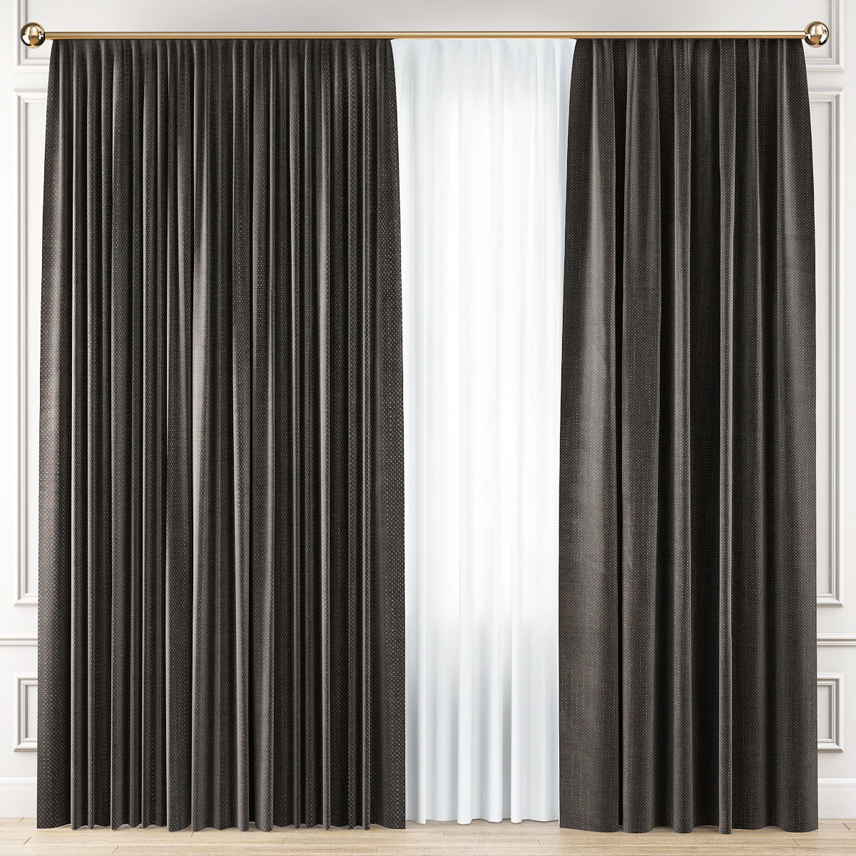 Curtains Collection 10 Pieces 3d model Low-poly 3D model_8
