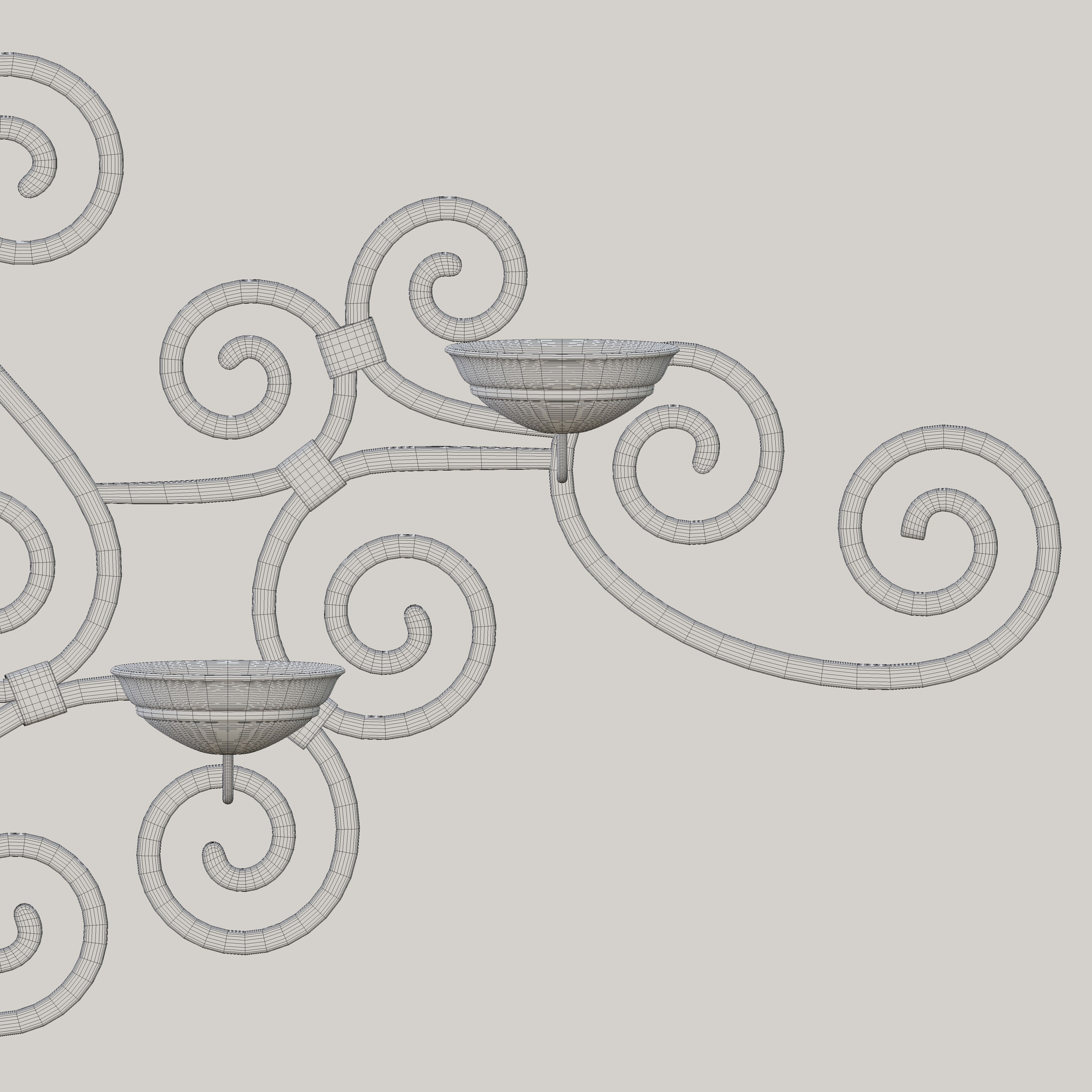 Decorative wrought iron wall lamp 3D model_8