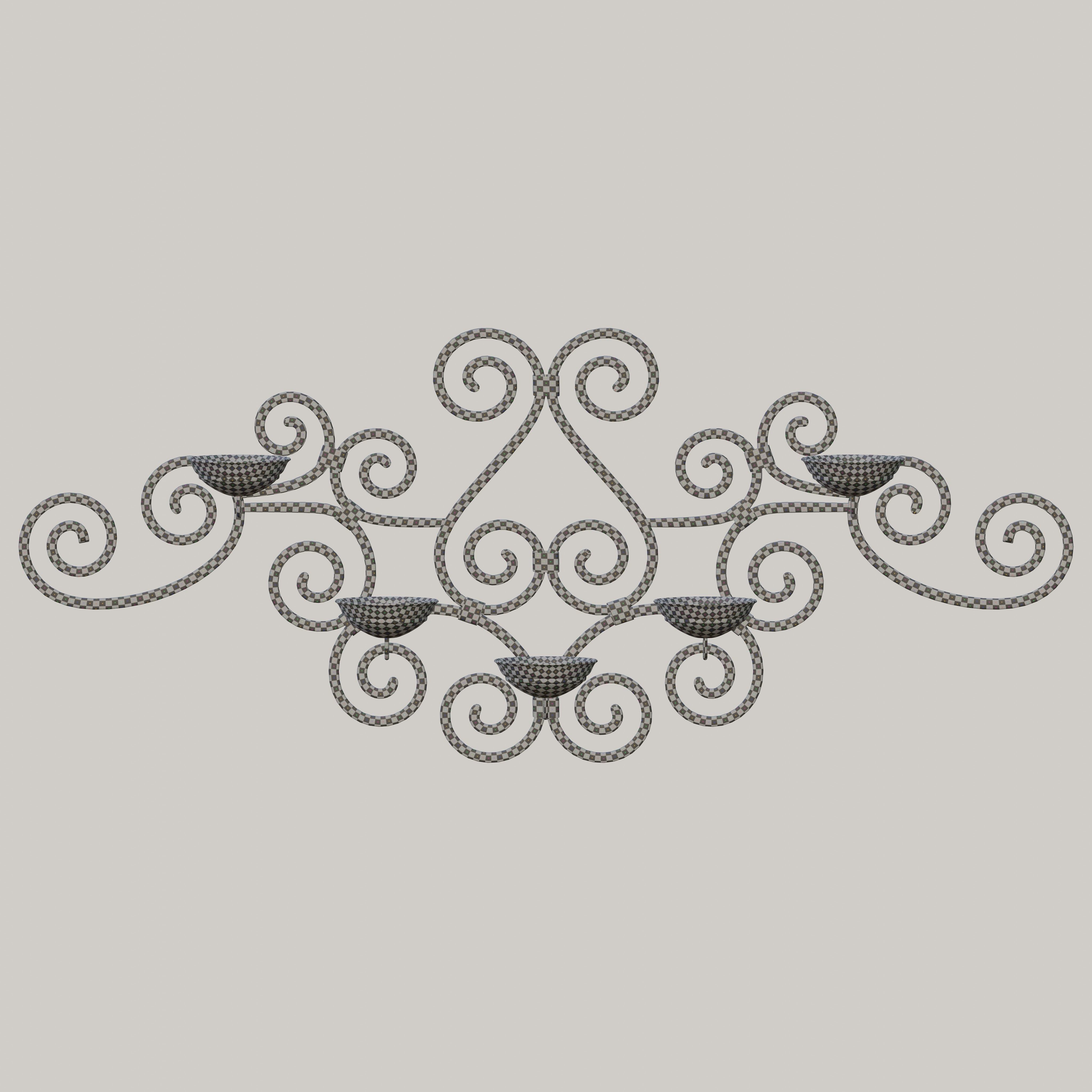 Decorative wrought iron wall lamp 3D model_4