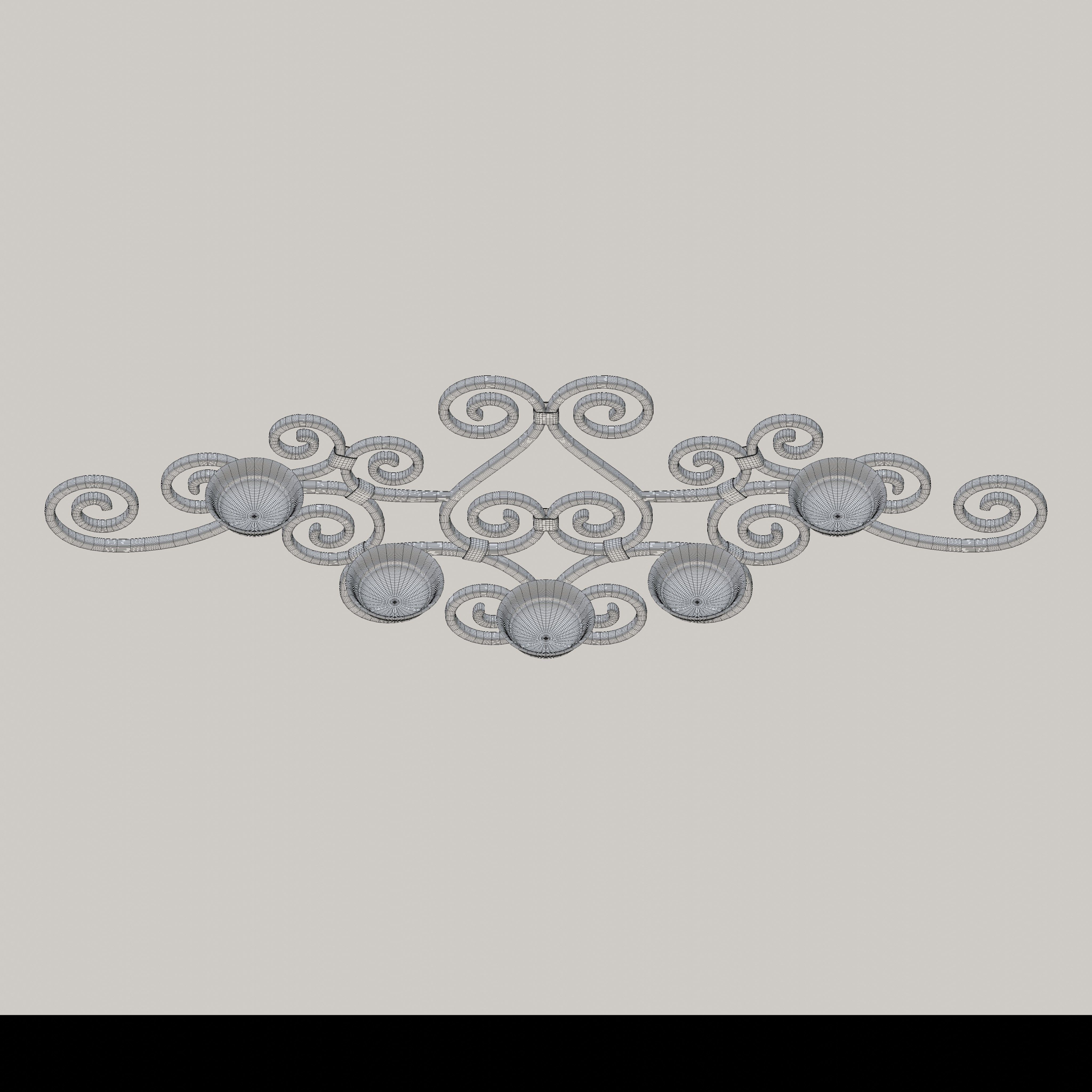 Decorative wrought iron wall lamp 3D model_7