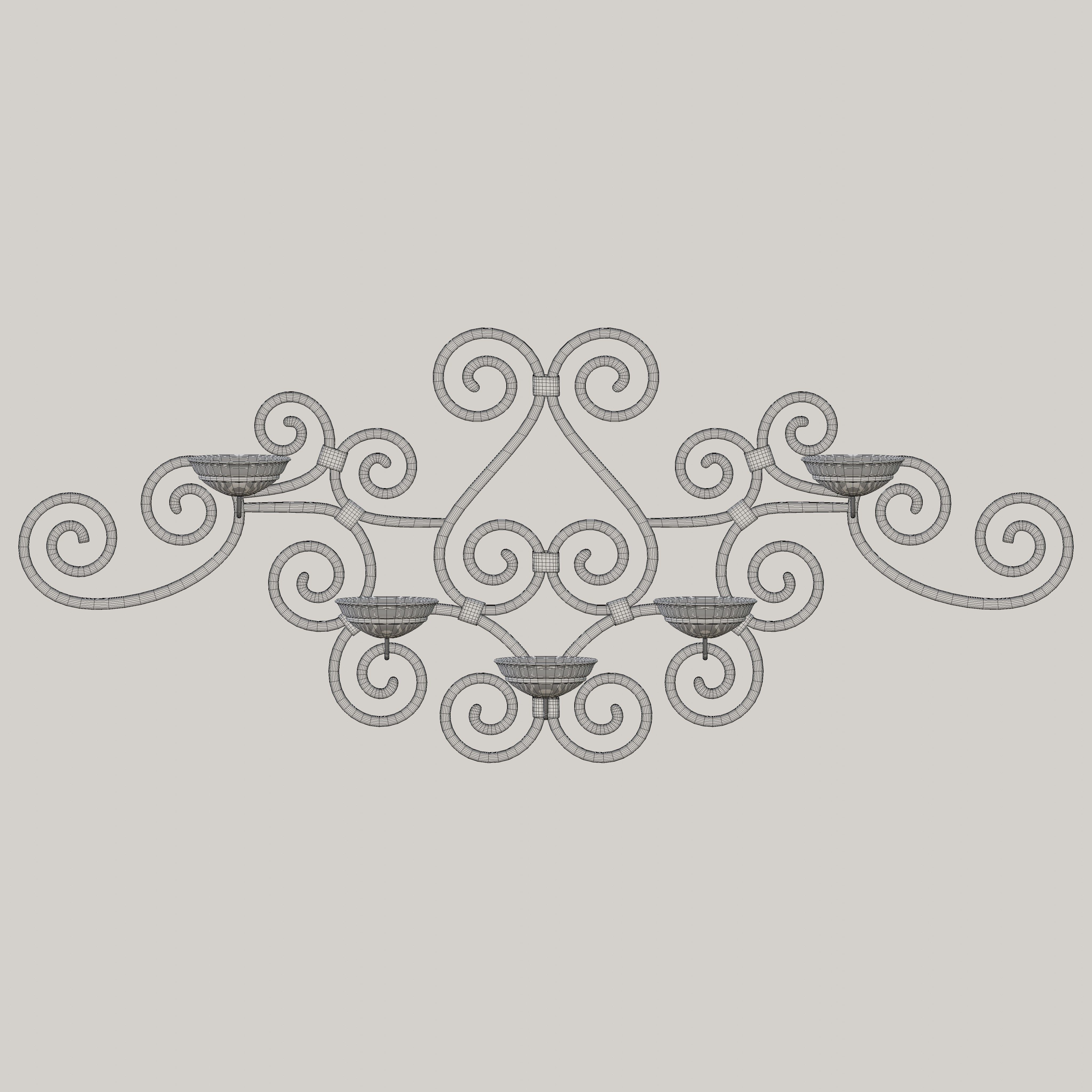 Decorative wrought iron wall lamp 3D model_6